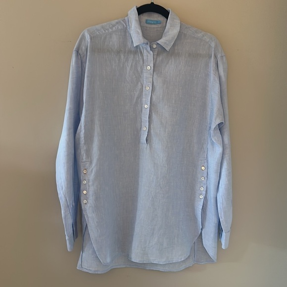J. McLaughlin Womens Light Blue Fallon 100% Linen Popover Tunic Top Sz Small - Picture 5 of 12